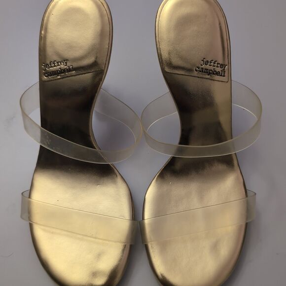 Jeffrey Campbell Deity High Heel Slide Sandals Women's Size 10 Golden - Picture 3 of 6